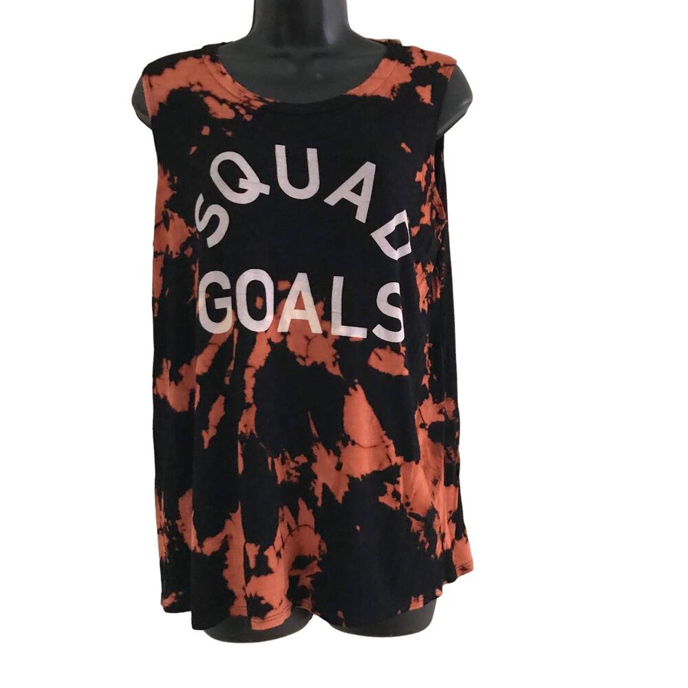 Bleach Dyed Black Tank Top Squad Goals Size Medium